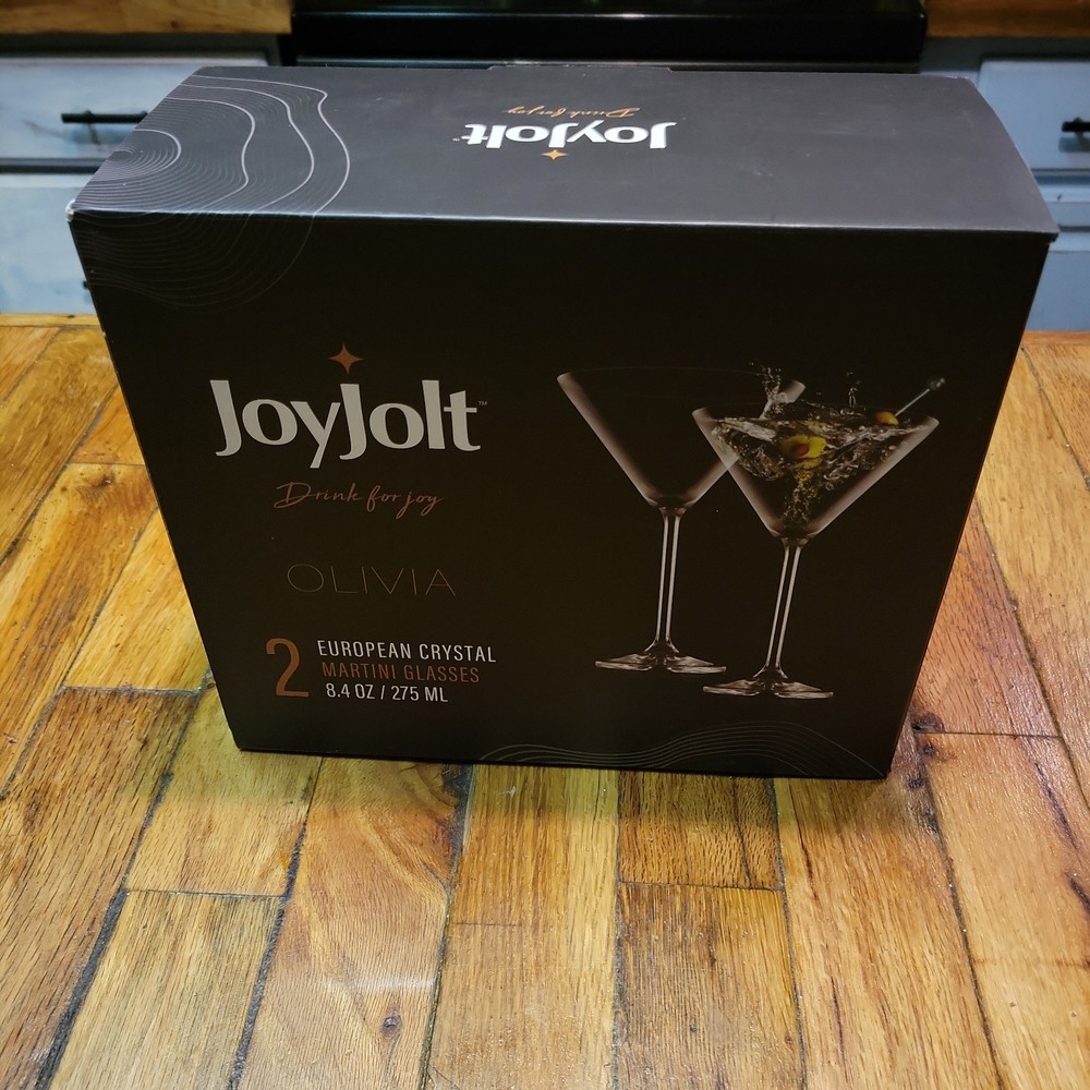 JoyJolt Olivia Martini Glasses European Crystal 8.4oz NIB set of 2 Czechia GIFT