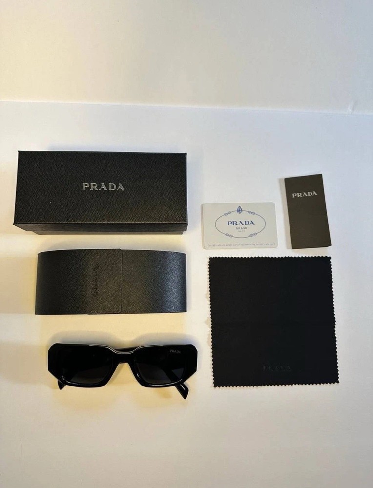Prada PR17WS 1AB5S049 Women's Black Sunglasses with Dark Grey Lenses 49mm