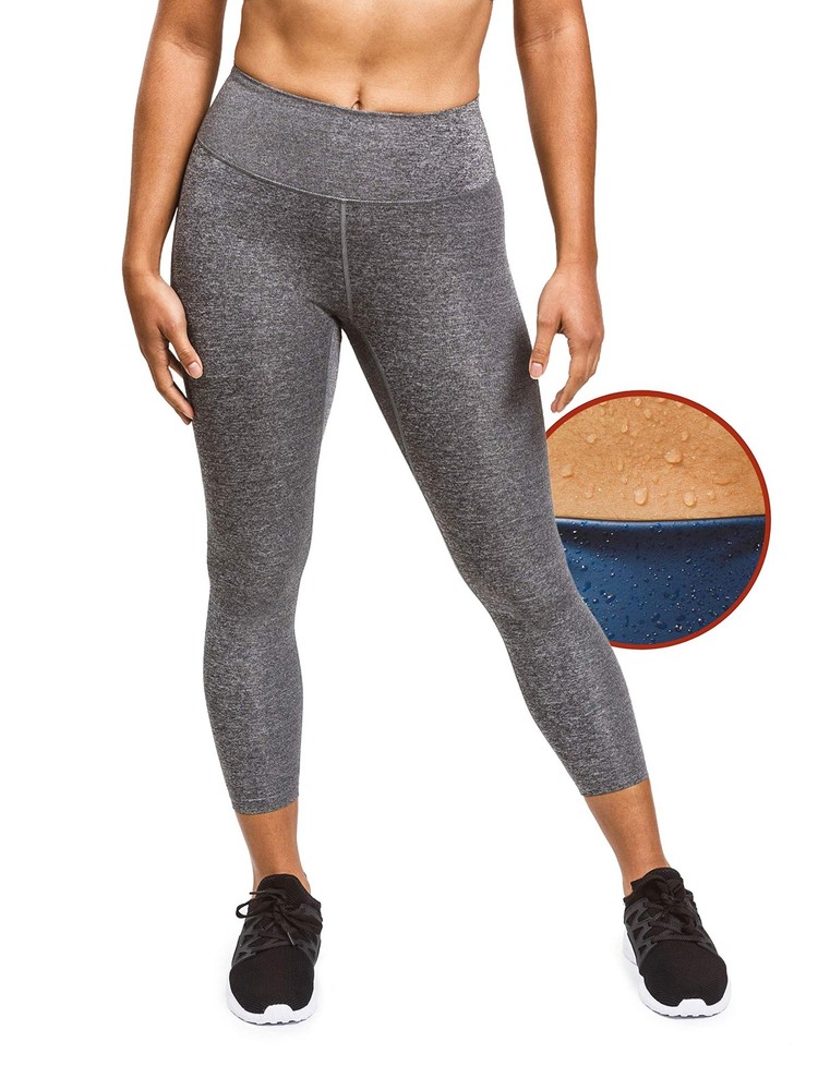 Women's High-Waist Sauna Compression Leggings - Heather Grey Small