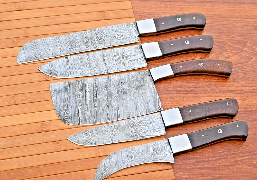 CUSTOM MADE HAND FORGED DAMASCUS STEEL CHEF KNIFE SET KITCHEN KNIVES 2050