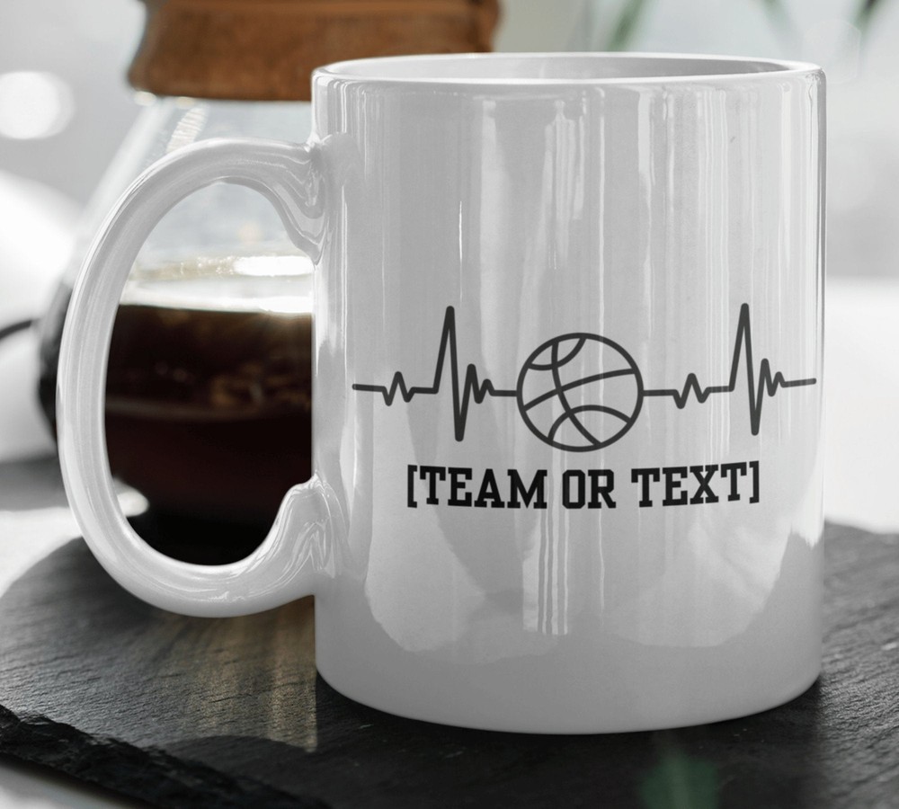Basketball Heartbeat Personalized Fathers Day Mug Great Gift For Dad Step Dad