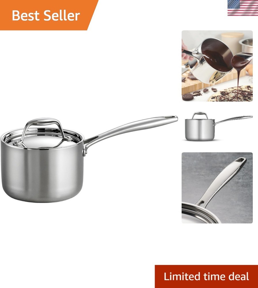 Professional 1.5-Quart Tri-Ply Sauce Pan - Heat Distribution & Easy Cleaning