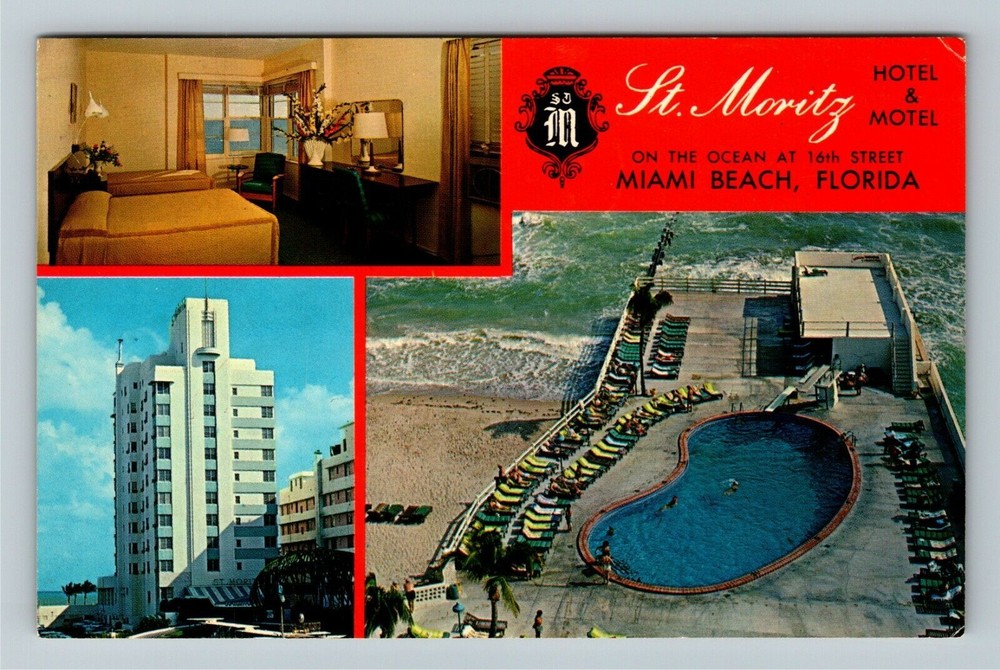 Miami Beach FL-Florida, St. Moritz, Motel, Hotel, c1966 Vintage Postcard