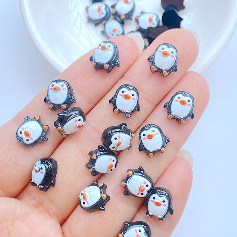 50Pcs New Cute Mini Cartoon Penguin Resin Figurine Crafts Flatback Cabochon