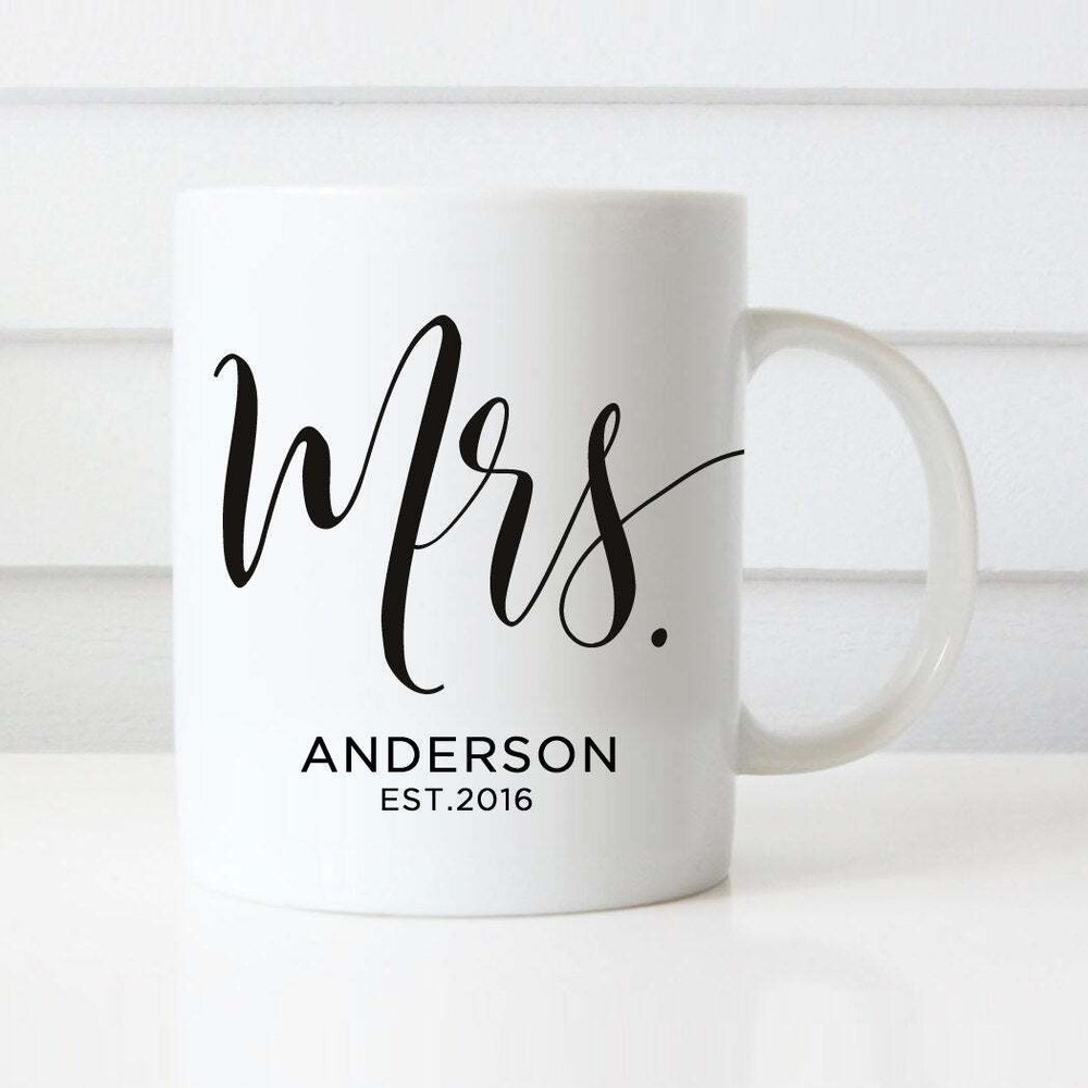 Mrs Mugs Wedding Gift Personalized Wedding Mugs Engagement Gift Coffee Mugs