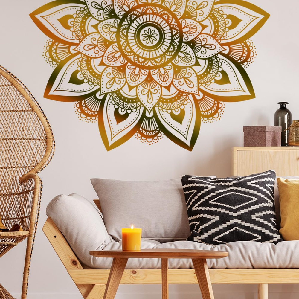 Large Mandala Wall Decal Boho Flower Wall Stickers for Living Room Bedroom Headb