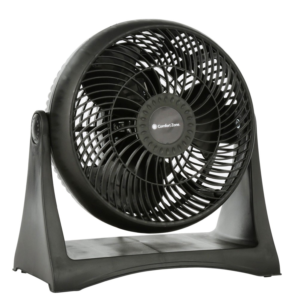 Comfort Zone Table Fan, 180-Degree Adjustable Tilt,  8 inches, 3 Speeds, Black
