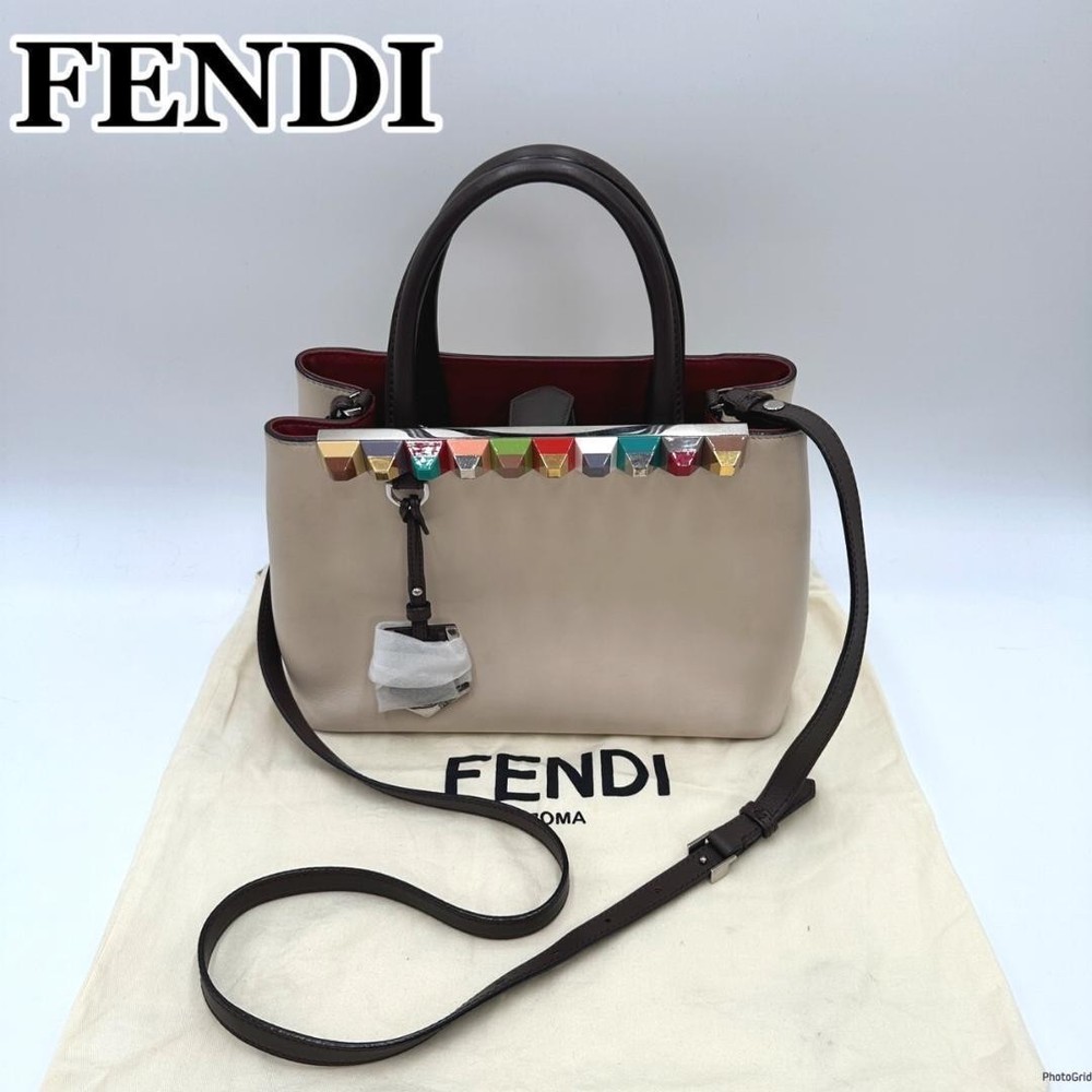 FENDI Shoulder Bag Leather White Authentic G01192792