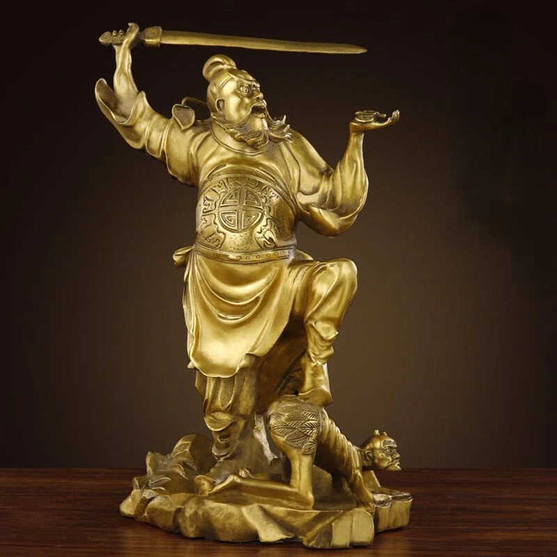 Zhong Kui Pure Copper Tian Shi Statue for Home Office Entrance Decor