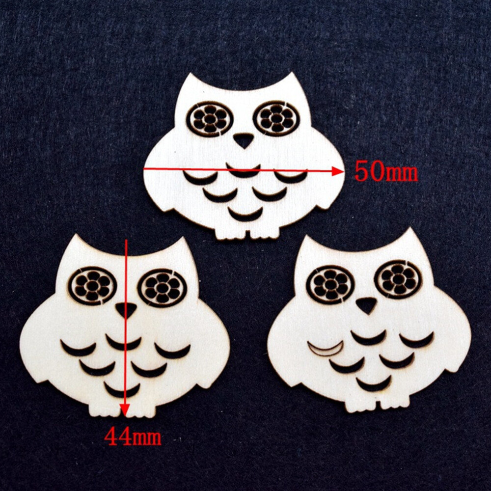 10 Pcs Unfinished Wood Cutouts Owl Wooden Chip Painting Decorating