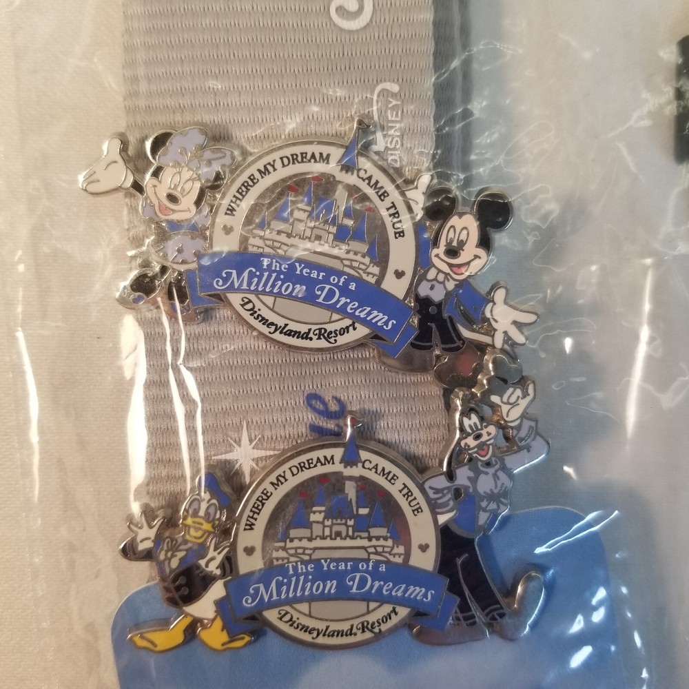 Disney Exclusive Year of a Million Dreams Mickey Mouse Pins with Lanyard  