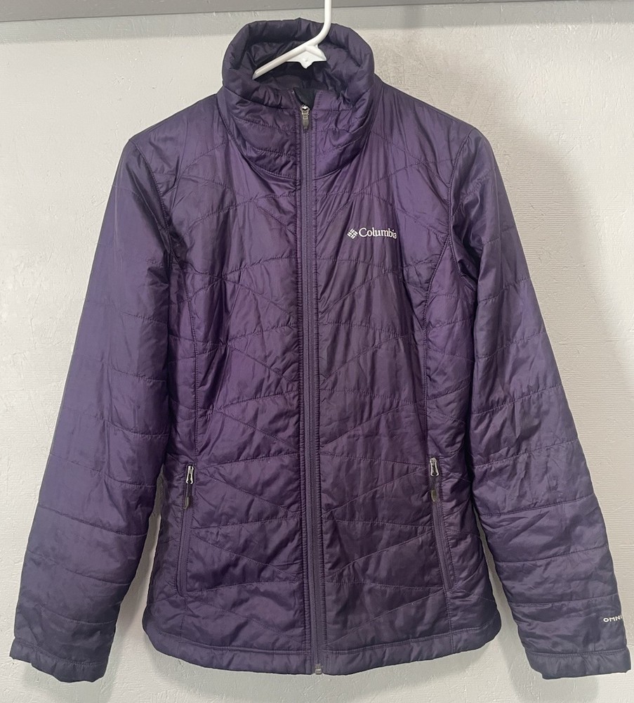 Columbia Women's Purple Small Puffer Jacket Omni-Heat Lightweight Quilted Zip-Up