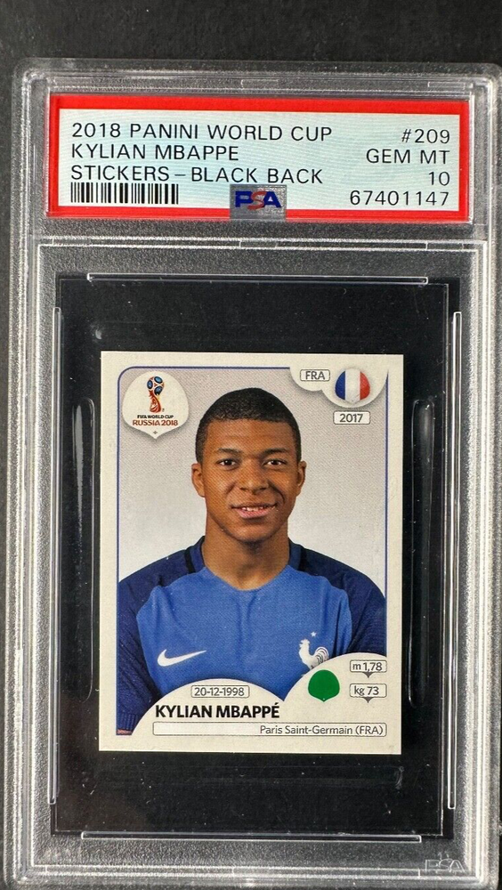 2018 Panini World Cup Stickers Black Back #209 Kylian Mbappe PSA 10 Gem Mint