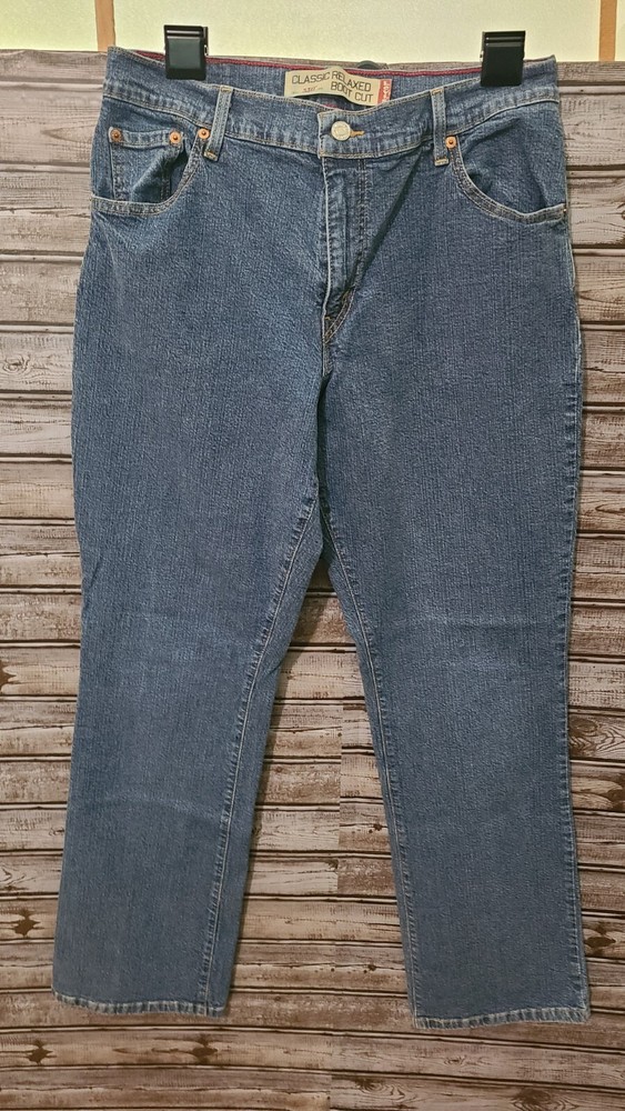 Levi's 550 Classic Relaxed Boot Cut Blue Jeans Womens 14 Long - Vintage 2004
