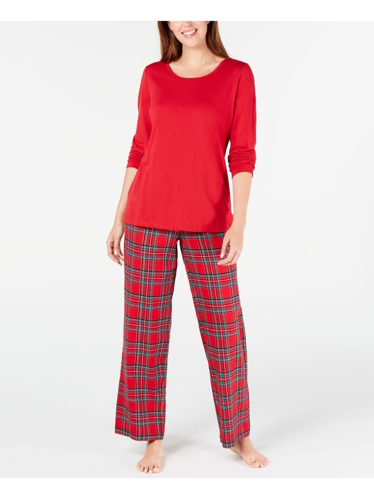 Cozy Red Knit Pajama Set for Women - Matching Top & Pants