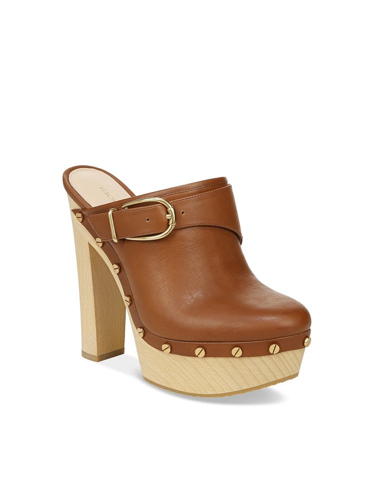 VERONICA BEARD Womens Brown Woodgrain Platform Alek Clogs Size 10 M