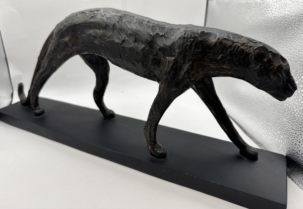 Large Bronze Cheetah Statue - Big Cat Artwork Lion Leopard Panther Jaguar
