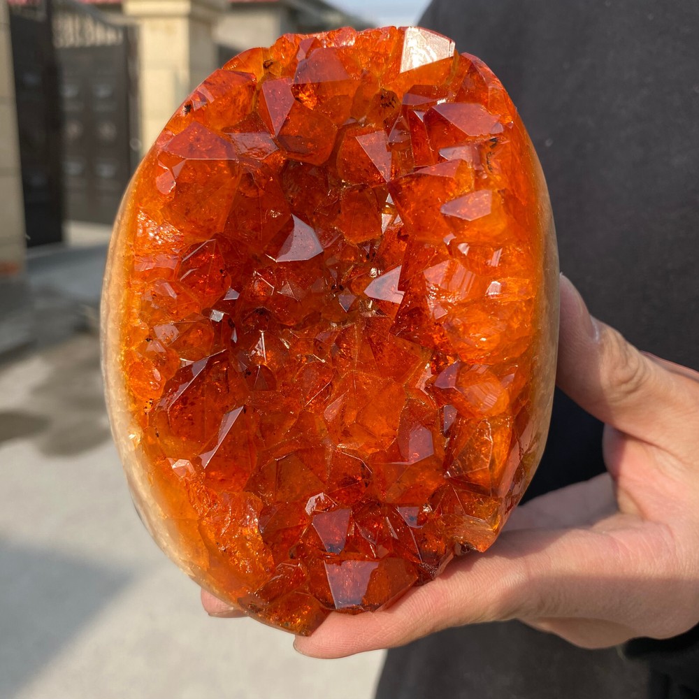 2.7LB Natural Citrine Geode Quartz Cluster Crystal Healing Specimen Cathedrals