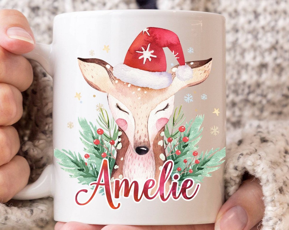 Christmas Mugs Personalized Family Gifts Reindeer Coffee Cup
