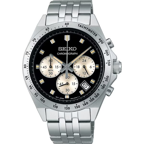 SEIKO SBTR047 Chronograph Black Gold Stainless Steel Men's Watch Japan Model