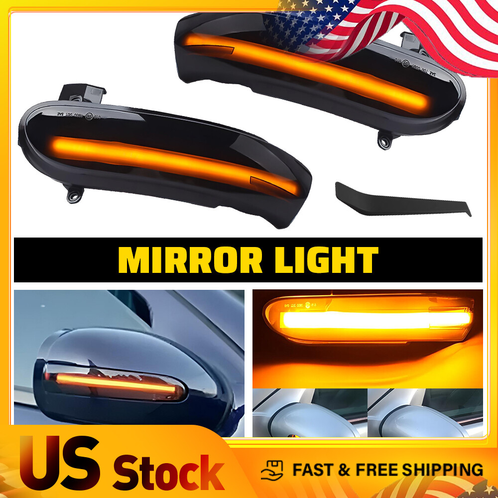 2PCS Dynamic LED Amber Side Mirror Light For Mercedes Benz SLK R171 R230