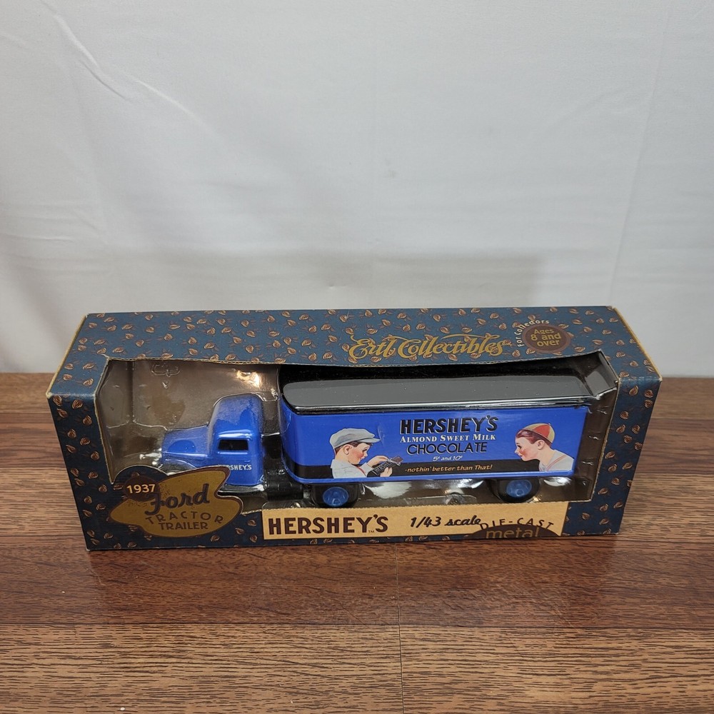 Vintage 1937 Ford Tractor Trailer Hershey's Toy Truck 1:43 By Ertl Collectibles
