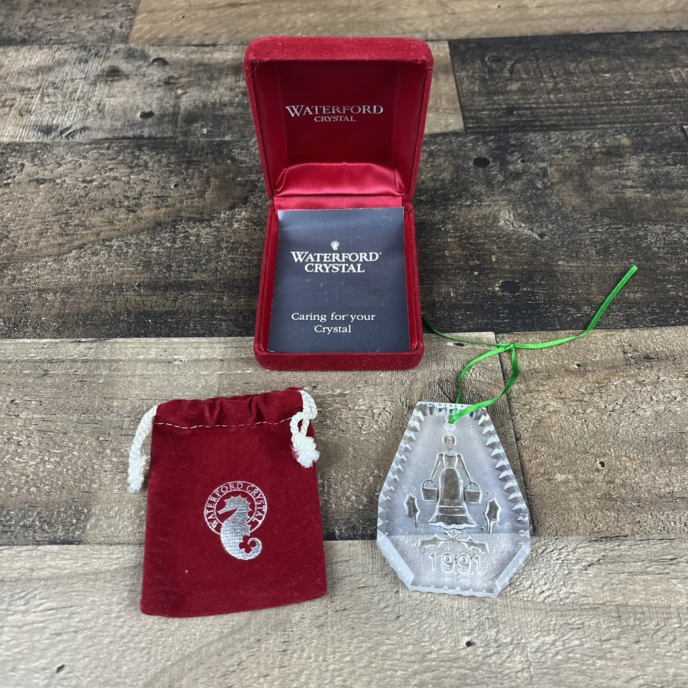Waterford Crystal 8 Maids a Milking 1991 Christmas Ornament in Box