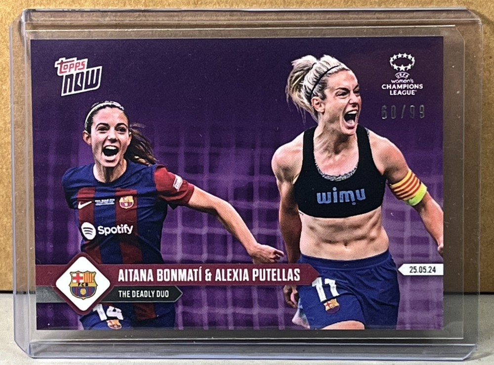2023 24 TOPPS NOW #22 AITANA BONMATI & ALEXIA PUTELLAS Purple Parallel 60/99