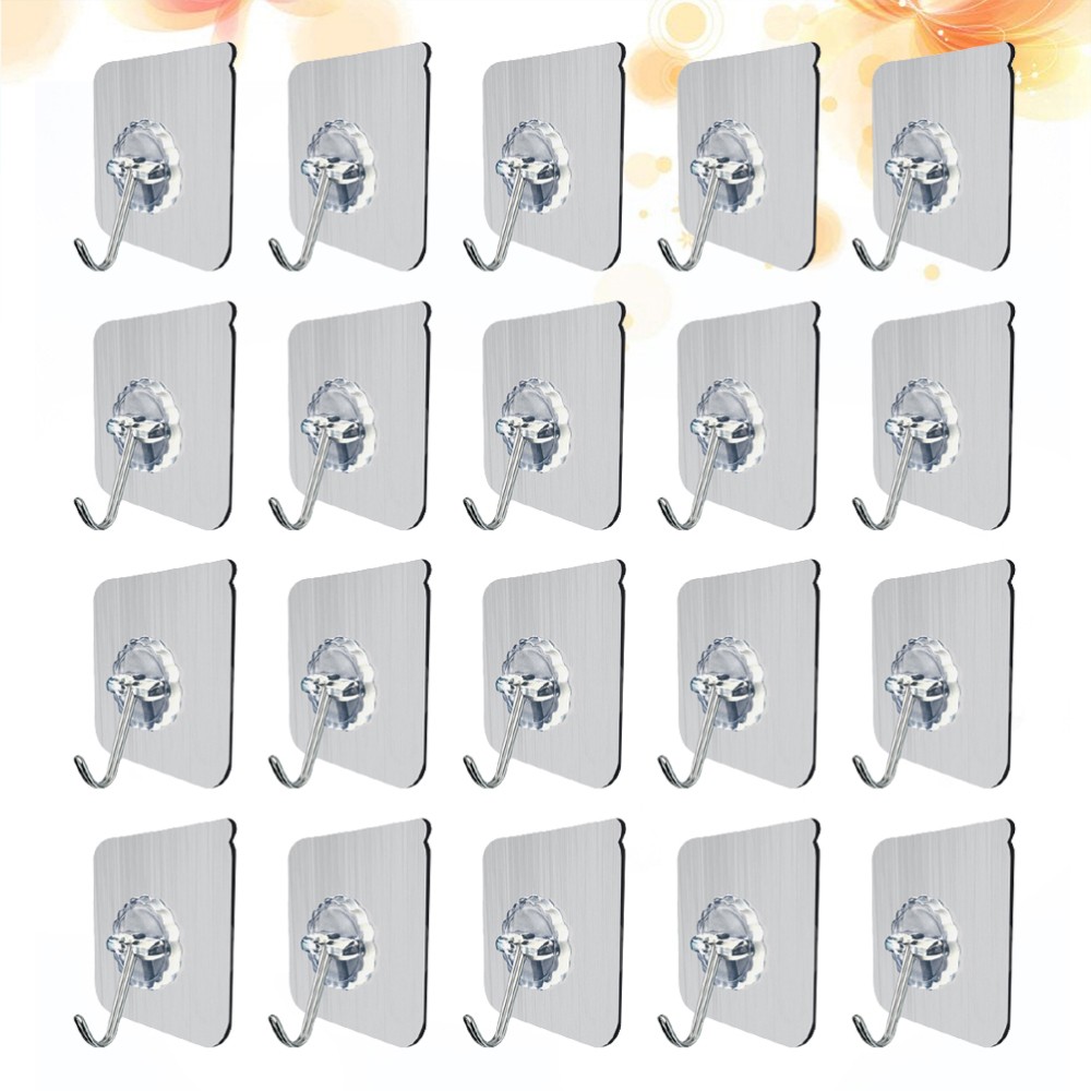 20pcs Heavy-Duty Adhesive Hooks for Ceiling Bathroom Kitchen - Strong Sticky Hangers