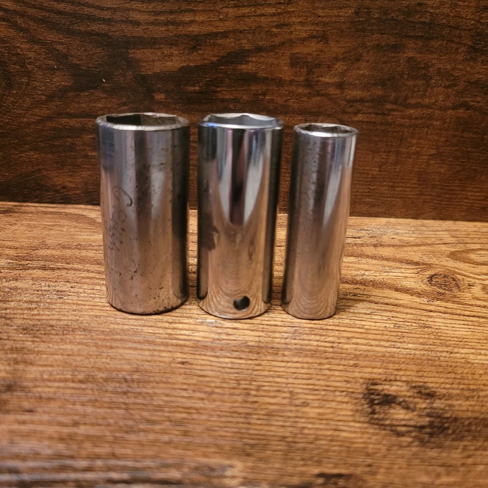 3pc PROTO 3/8 Inch Drive 6 Point SAE Deep Socket Set