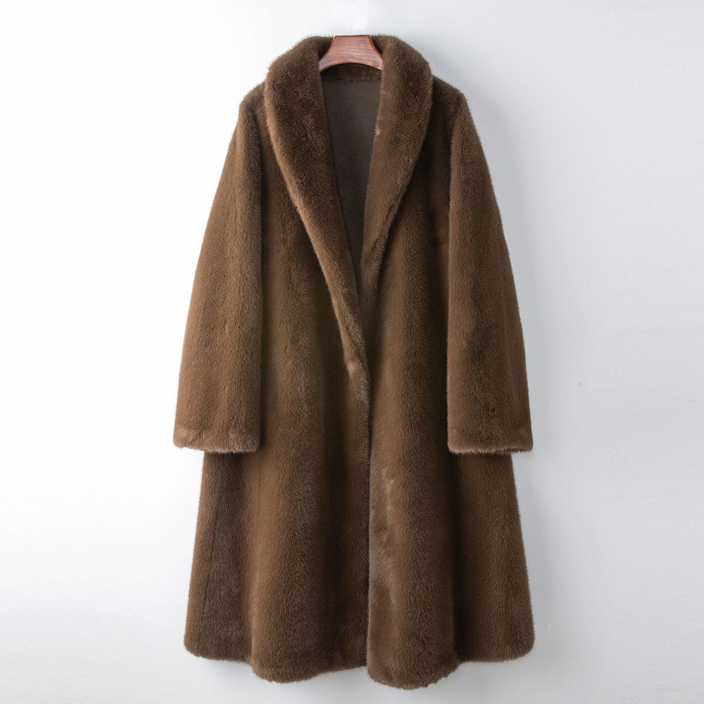 Thickened Long Gold Mink Eco Faux Fur Jacket Coat