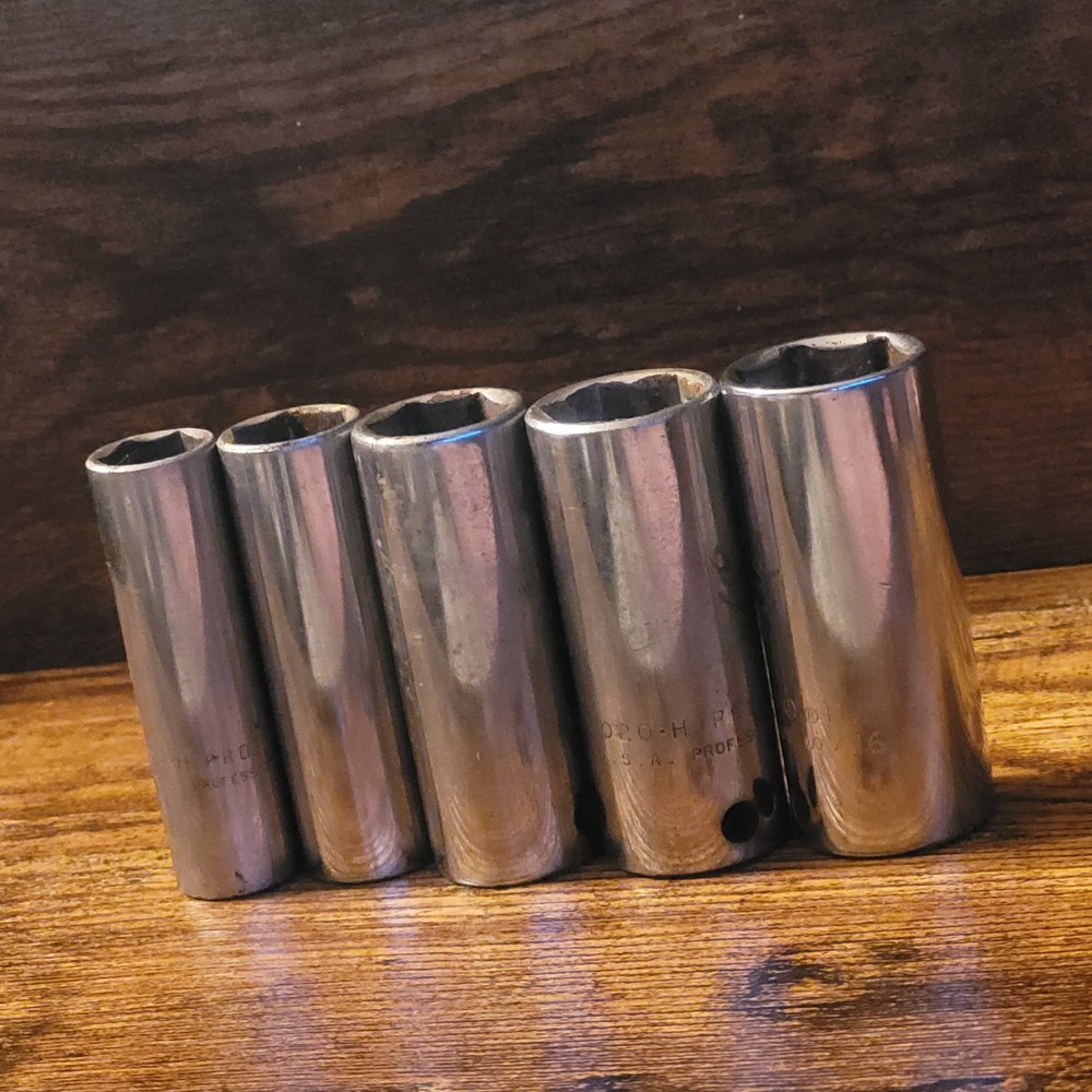 5-Piece PROTO 3/8-Inch Drive 6-Point SAE Deep Socket Set