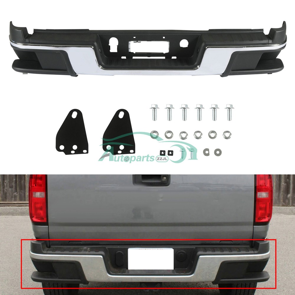 Chrome Rear Step Bumper Assembly Fits for 2015-2022 Chevy Colorado GMC Canyon
