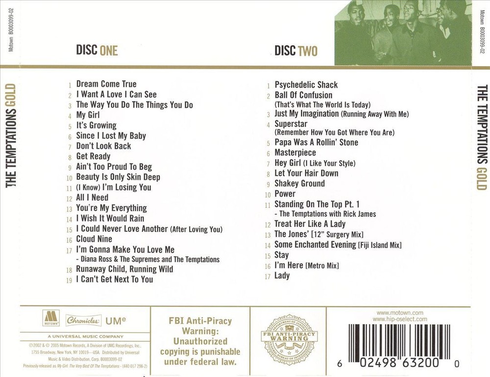 THE TEMPTATIONS GOLD NEW CD