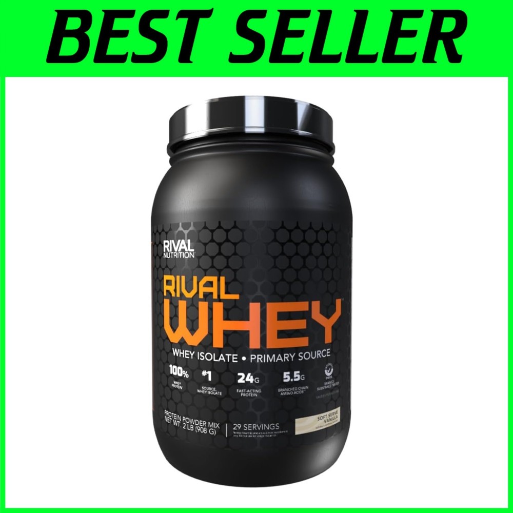 Rival Whey Soft Serve Vanilla Protein Powder 2lb with BCAAs for Muscle Recovery and Performance