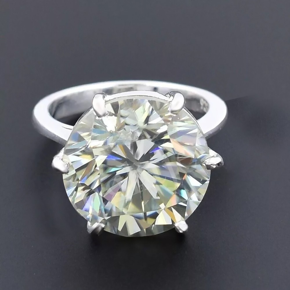 8.30 Ct Certified Off White Diamond Solitaire Ring, Great Shine-Treated