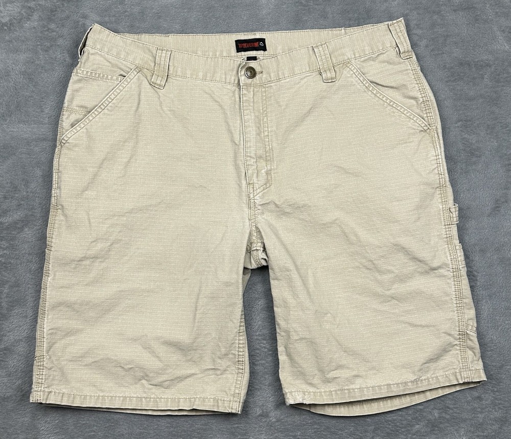 Wolverine Shorts Mens 38 (38x10) Beige Stretch Ripstop Carpenter Utility READ