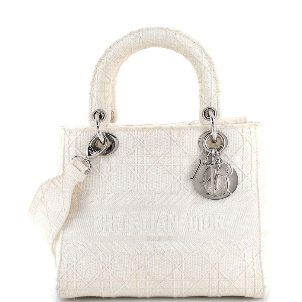 Christian Dior Lady D-Lite Medium Bag in Embroidered Cannage Canvas