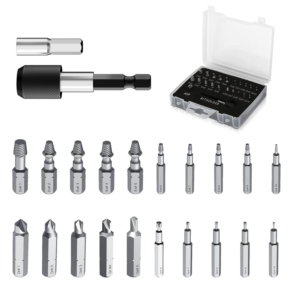 Damaged Screw Extractor Set, 22 PCS Easy Out Stripped Screw Extractor Kit, Al...