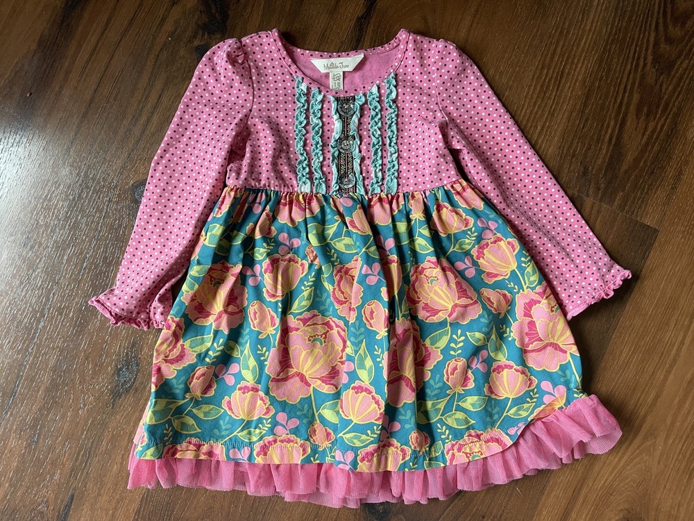Matilda Jane Dress Girl Size 18-24 mo | Bright & Beautiful Floral Long Sleeves