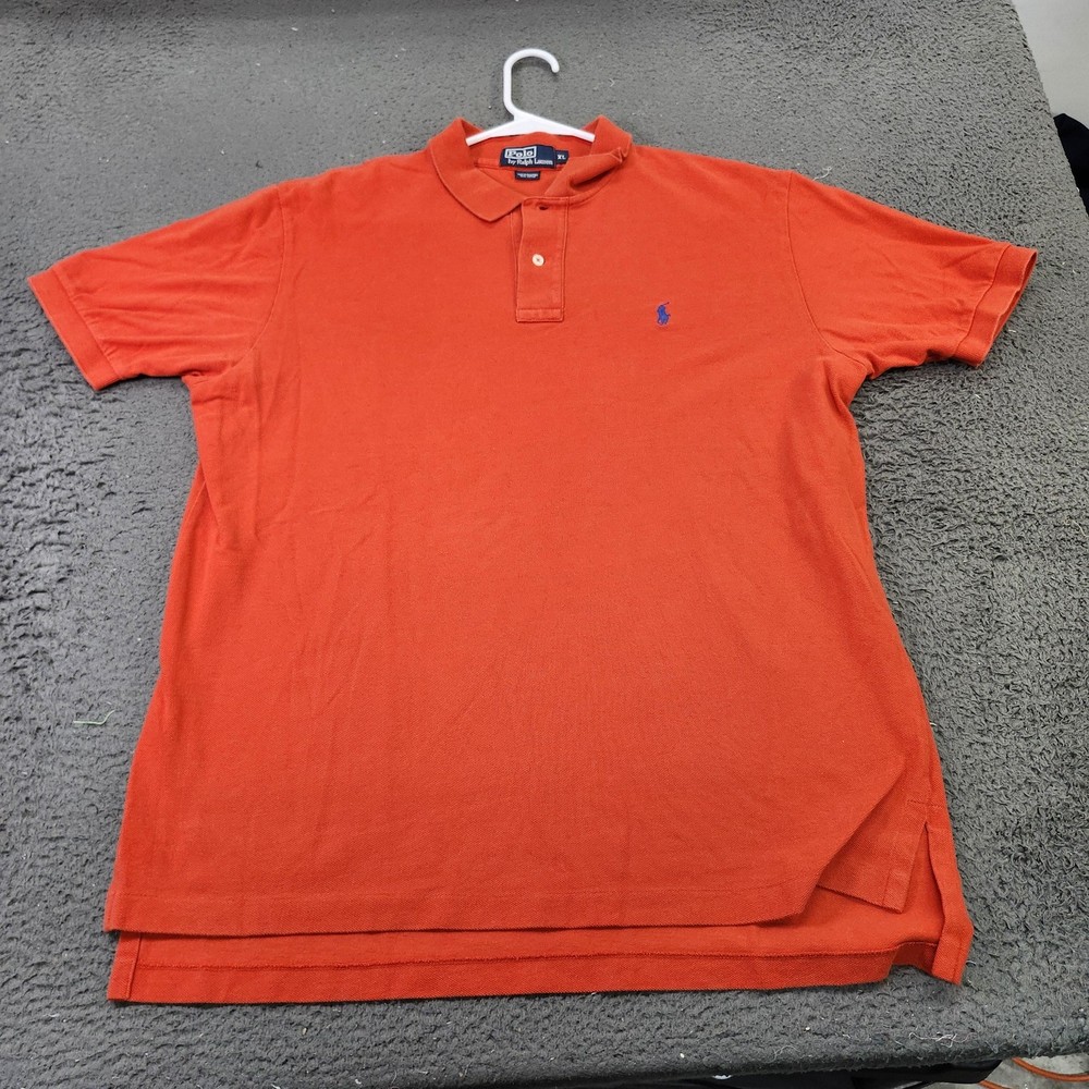 Polo Ralph Lauren Polo Shirt Mens XL Orange Pique Knit Pony Logo Golf Casual