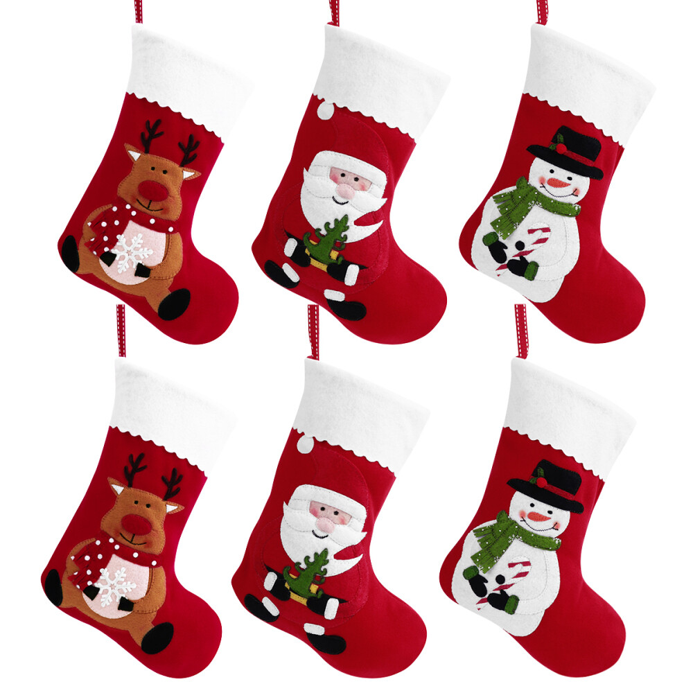 Burlap Stockings Christmas Red Felt Holiday Decor Santa Claus Child