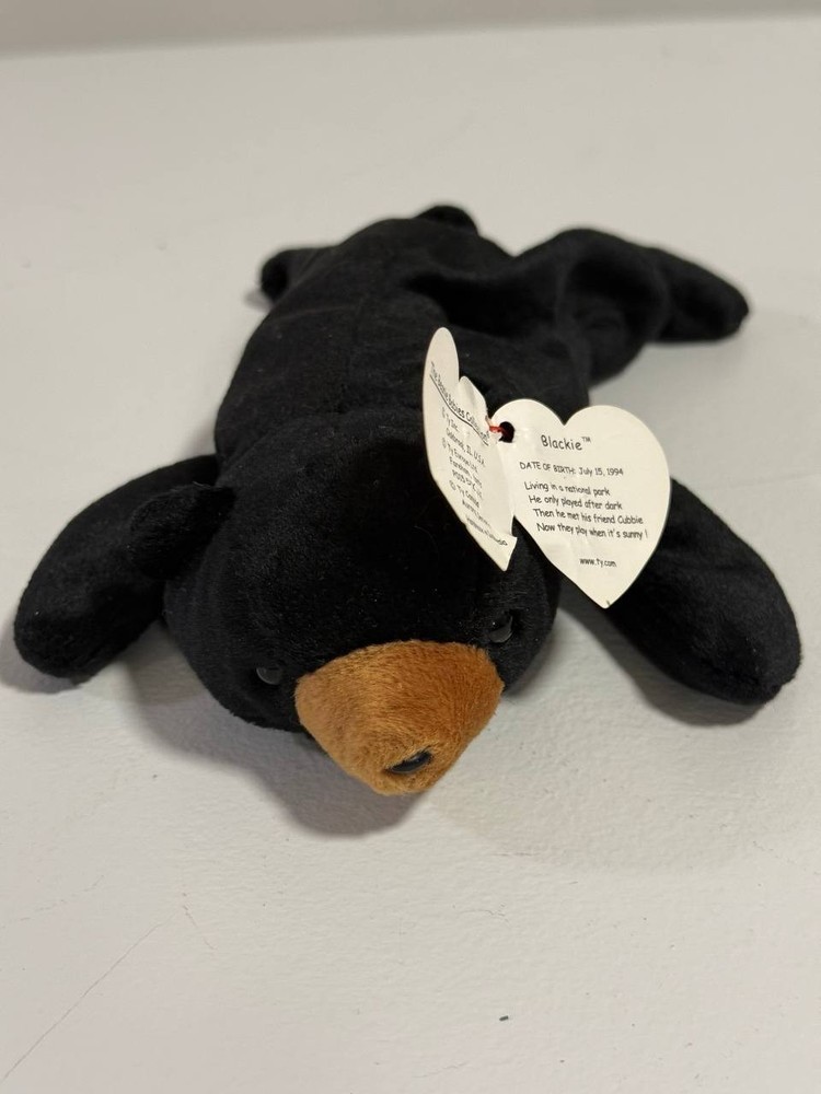 Ty Beanie Baby Blackie The Bear Plush Toy