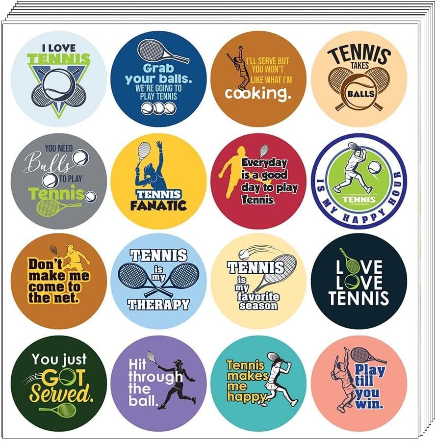 Tennis lover sticker pack with 20 sets of 16 unique designs