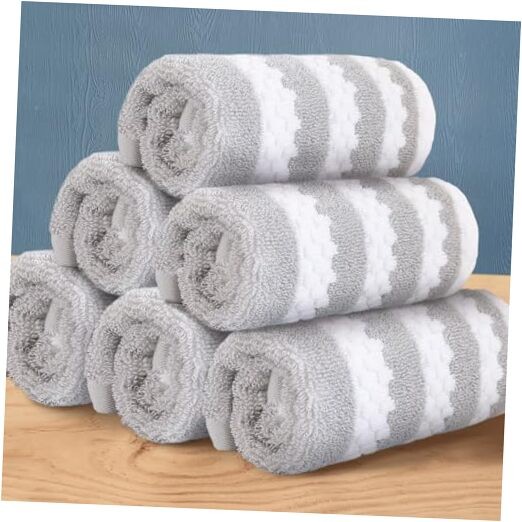 Striped Washcloths for 6PC Washcloth Set Gray and White Stripe and Waffle