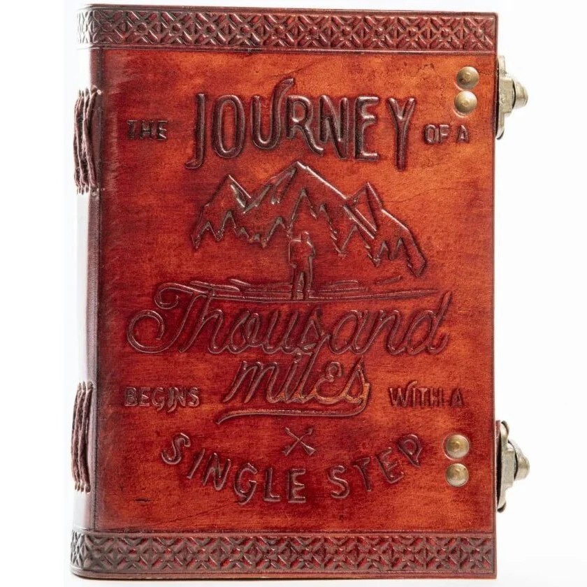 Vintage Leather Thousand Miles Travel Journal 7x5” - 200-Page Diary Notebook