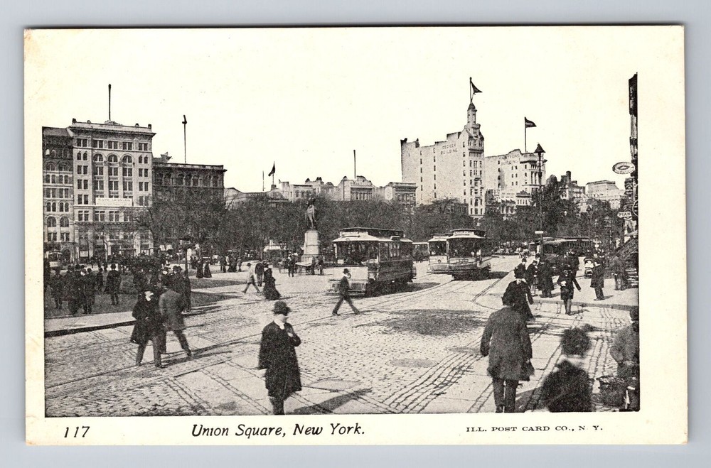 New York City NY, Scenic View Of Union Square, Souvenir Vintage Postcard