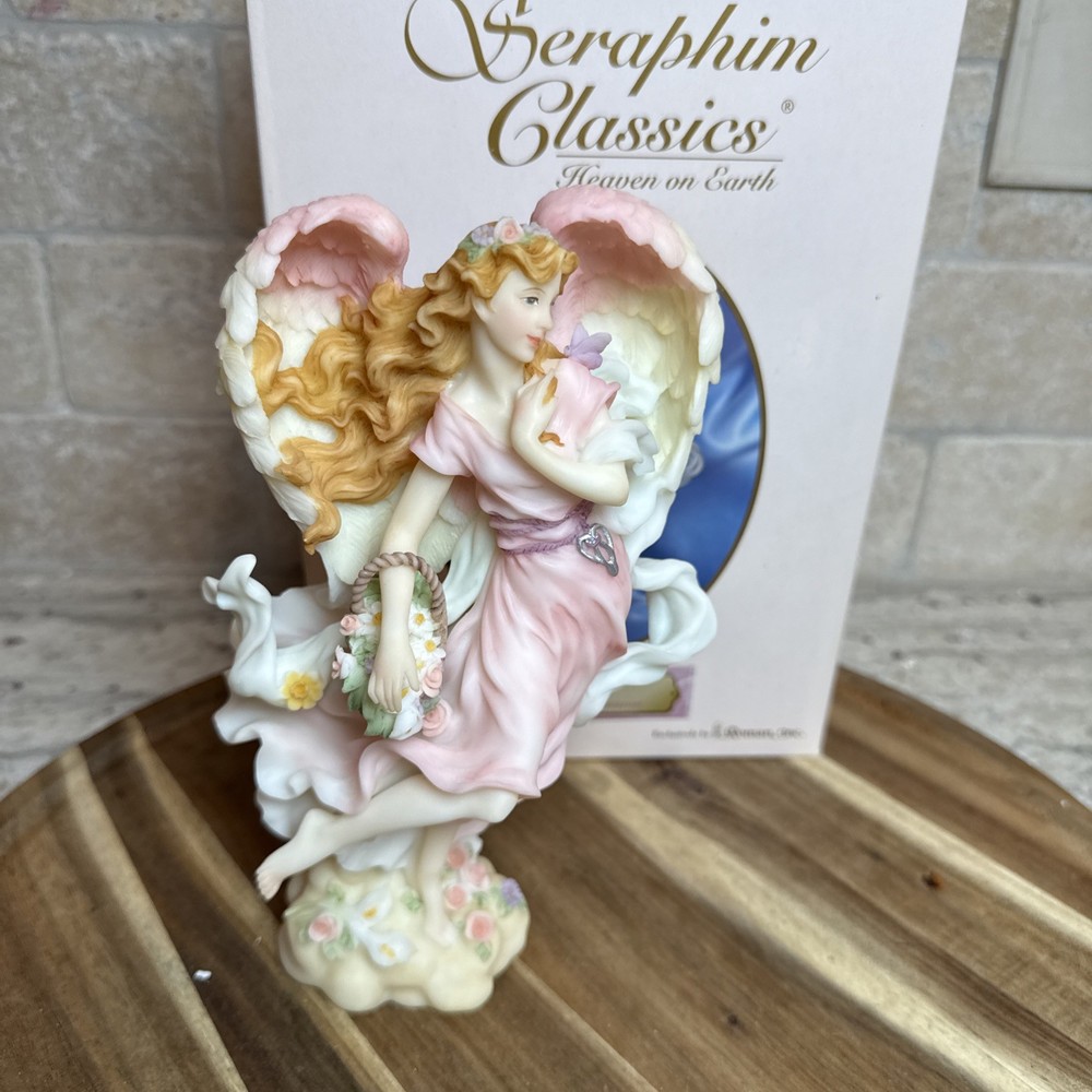 Seraphim Classics 1999 April Spring Blossom Angel Figurine #81517 with Box and Certificate of Authenticity