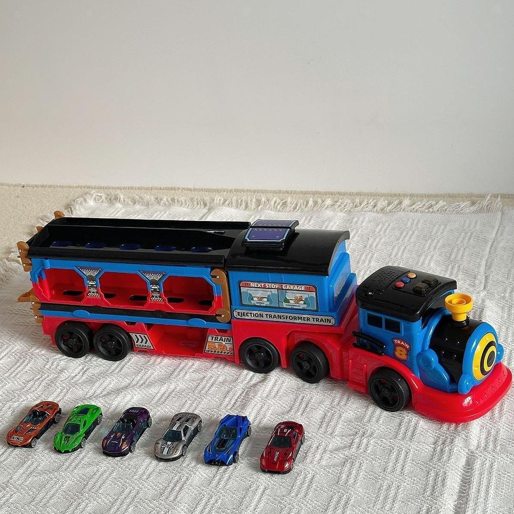 Foldable Truck Toy for Kids with 6 Race Cars – Storage & Transporter