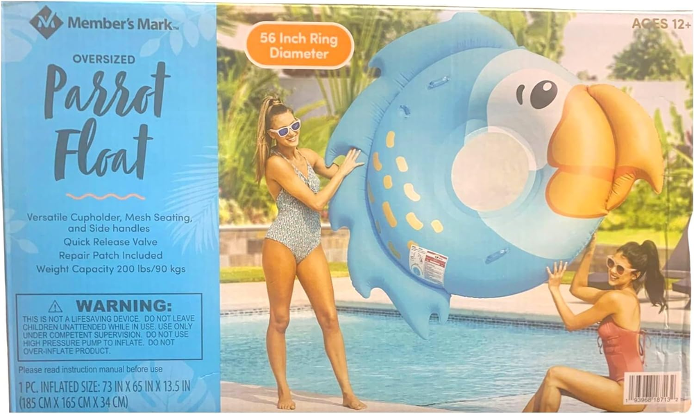 Members Mark 56In Parrot Pool Float with Cupholder Mesh Seat Side Handles-image